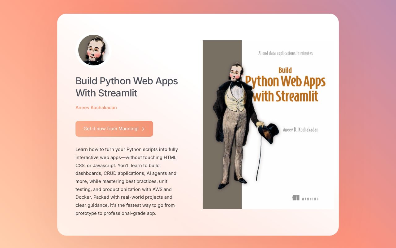 streamlit: the easiest way to turn python projects... Build Python Web Apps With Streamlit